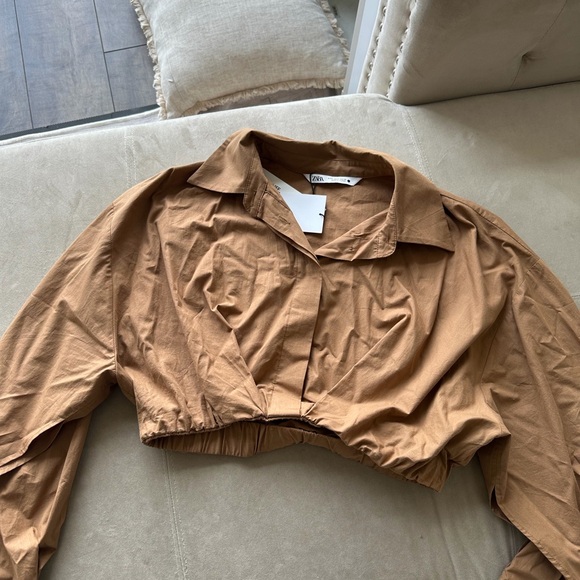 Zara Brown Cropped Blazer - Picture 1 of 2